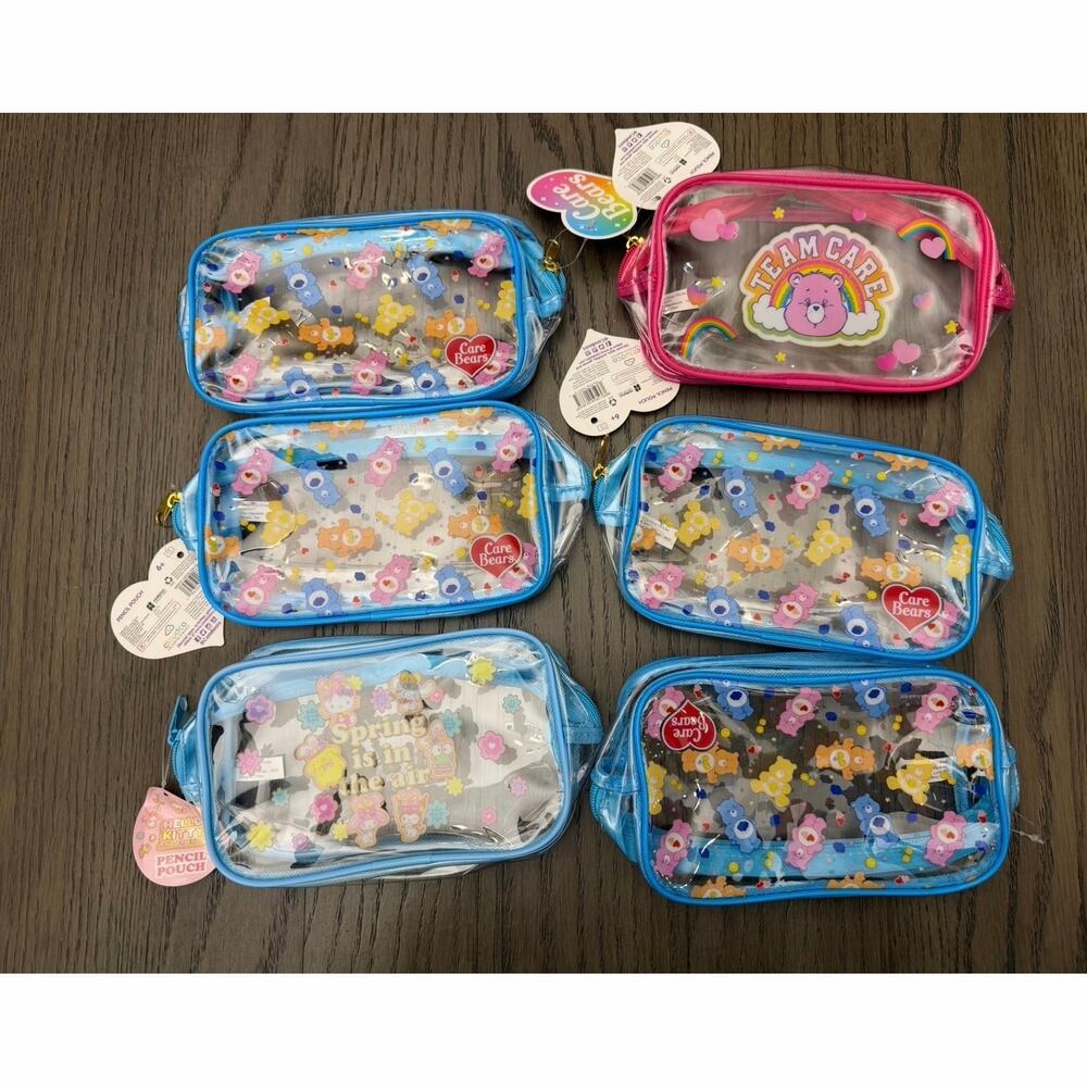 Care Bears & Hello Kitty Pencil Pouch Lot of 6